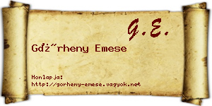Görheny Emese névjegykártya